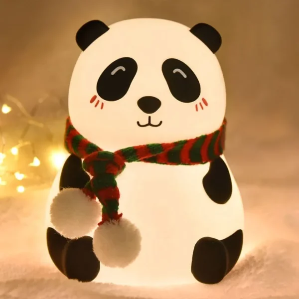 Panda LED Night Lamp | YH-608 Model | Soft Silicone Rechargeable Night Light | 7-Color Touch Control | Kids Bedroom, Nursery & Gift Decor