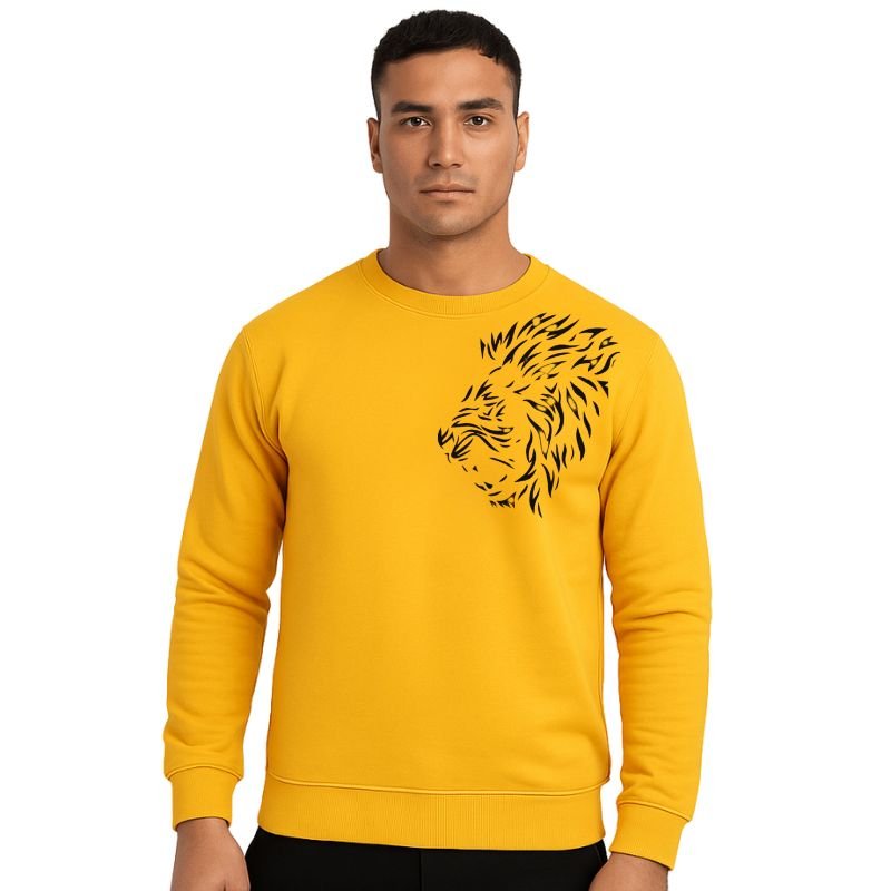 ProductImage93_1762344921.jpg LION Printed Yellow Tracksuit Sweatshirt & Trouser | Warm & Comfortable Winter Wear | Medium - Image 1