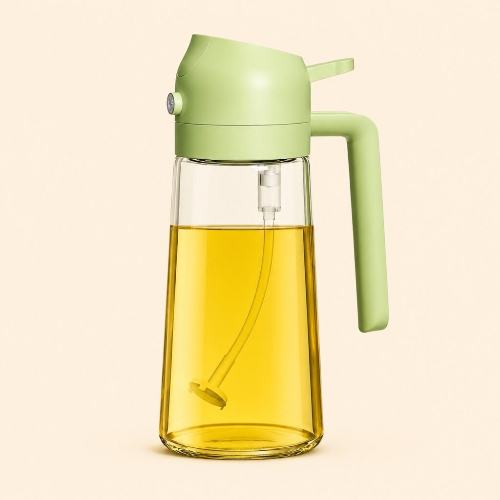 450ml glass oil spray bottle with mister and pouring spout for kitchen cooking