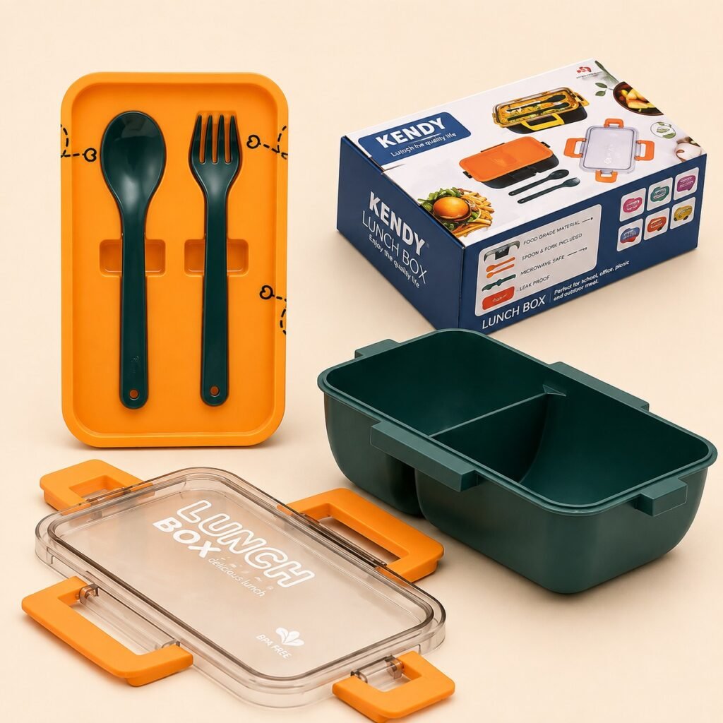 Kendy Lunch Box with spoon and fork and two compartments