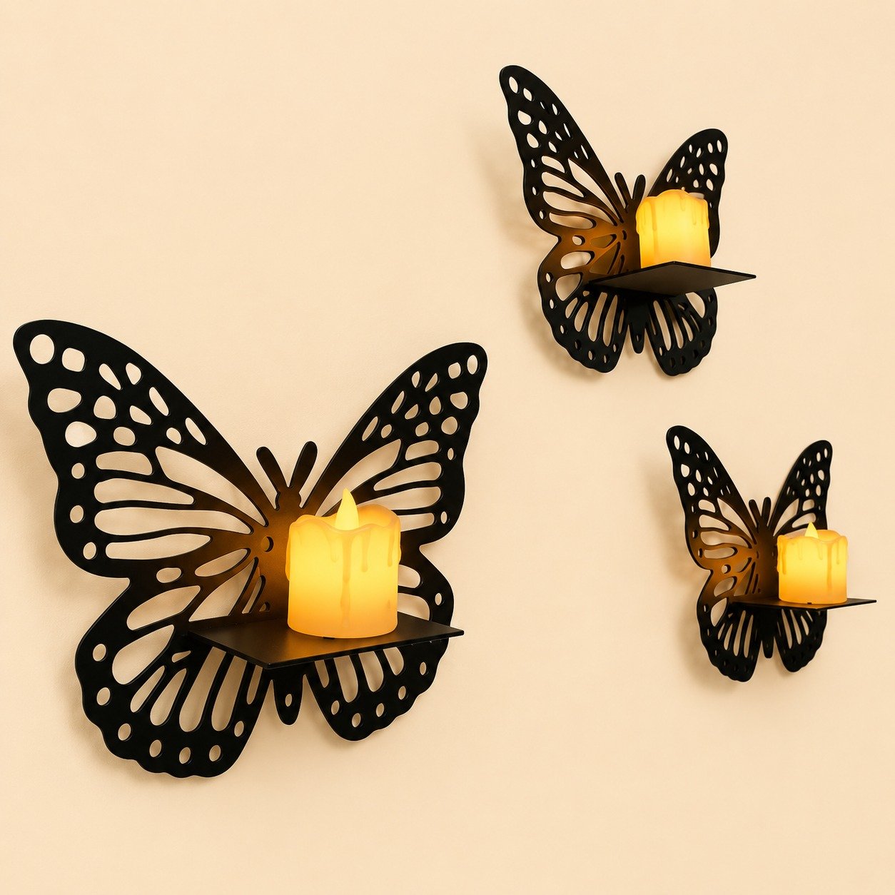WhatsApp Image 2026-08-20 at 8.22.40 PM Wooden Butterfly Wall Shelf | Laser Cut MDF Wall Art Decor | Decorative Floating Shelf & Candle Holder | pack of 3 - Image 1
