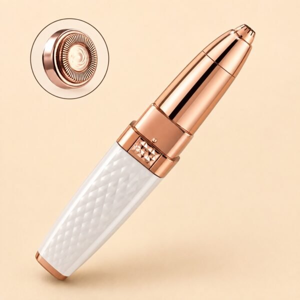 Facial Hair Remover 2-in-1 Eyebrow Trimmer USB Rechargeable Pink