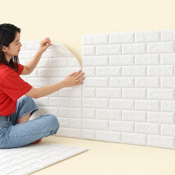 3D White Brick Wall Stickers | Self-Adhesive Waterproof Home Decor | Peel & Stick