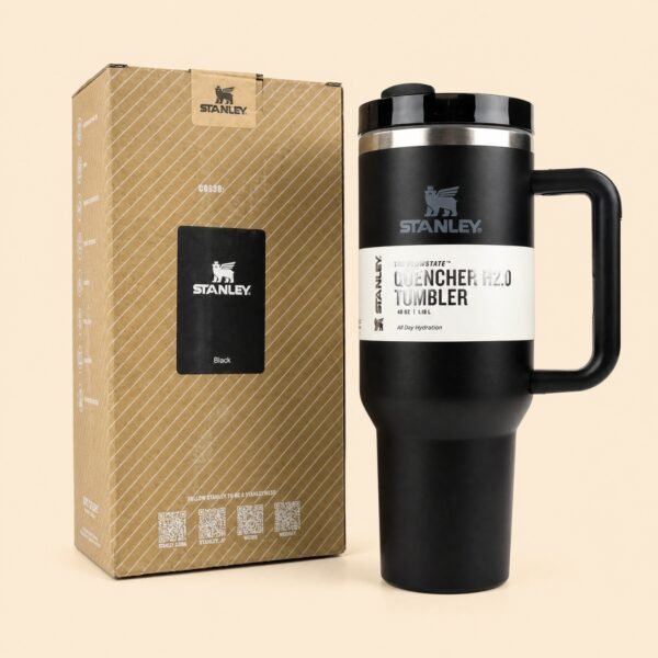 Black Stanley 40 Oz Stainless Steel Tumbler | Leak-Proof Vacuum Insulated Travel Mug | Hot & Cold