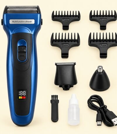 Kemei KM-5560 USB rechargeable hair clipper with nose trimmer attachment