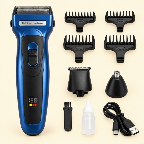 Kemei KM-5560 USB rechargeable hair clipper with nose trimmer attachment