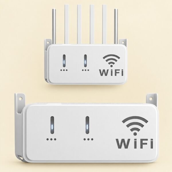 White  WiFi Router Storage Box & Wall Mount Shelf  Universal Cable Organizer | Space-Saving Holder for Modem, Set-Top Box & Smart Devices | Home & Office Use