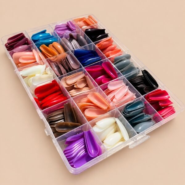 Multicolor Acrylic Artificial Nails Kit |  Full Cover Nails with Glue | 24 Shades | 576 Pcs