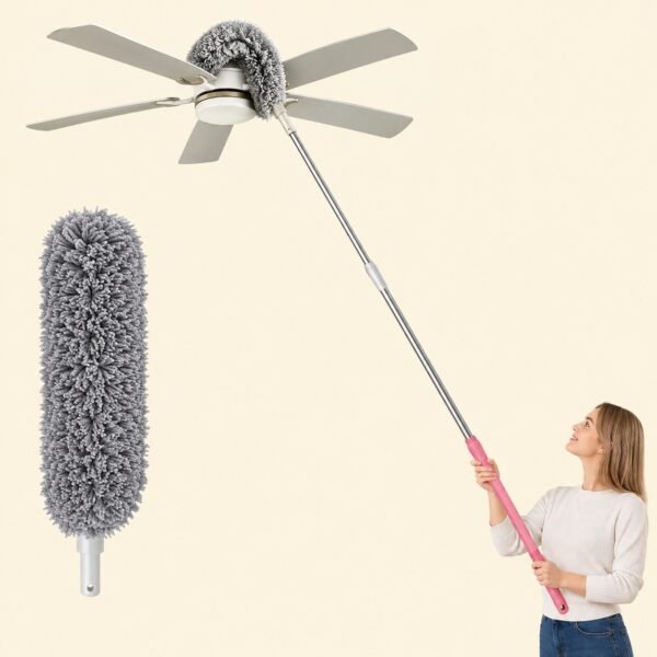 Extendable Microfiber Duster with Telescopic Handle | Long Reach, Bendable Head & Washable Cleaner
