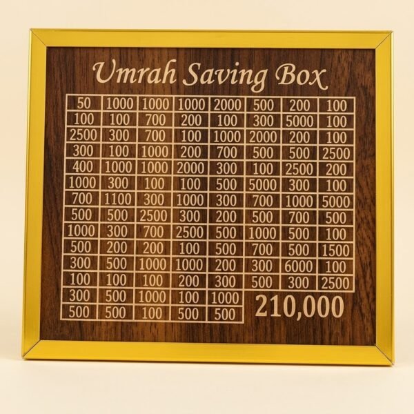 Umrah Saving Box – Premium Wooden | Save PKR 210,000 in 280 Days