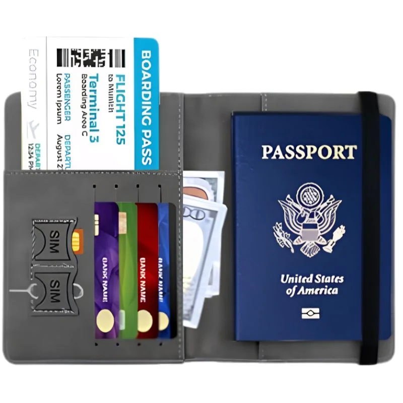 Yourmartproducts68_1780997100.webp RFID Blocking Passport Wallet | PU Leather Travel Document Holder with Card & Cash Pockets | Random Color - Image 1