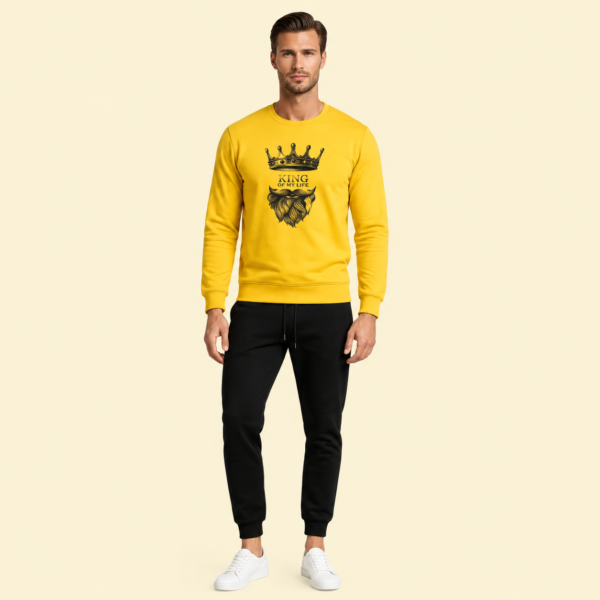 LION Printed Yellow Tracksuit Sweatshirt & Trouser  | Warm & Comfortable Winter Wear | Large