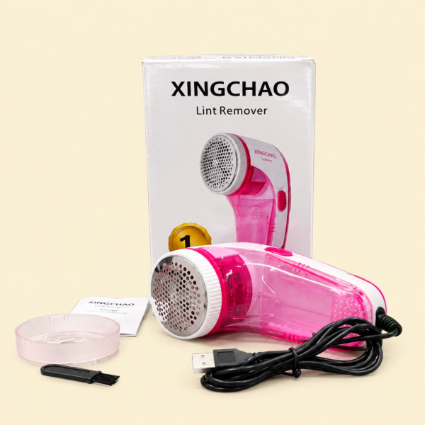 XINGCHAO Lint Remover AD-218 Pink White Portable Fabric Shaver USB Rechargeable with 3 Steel Blades