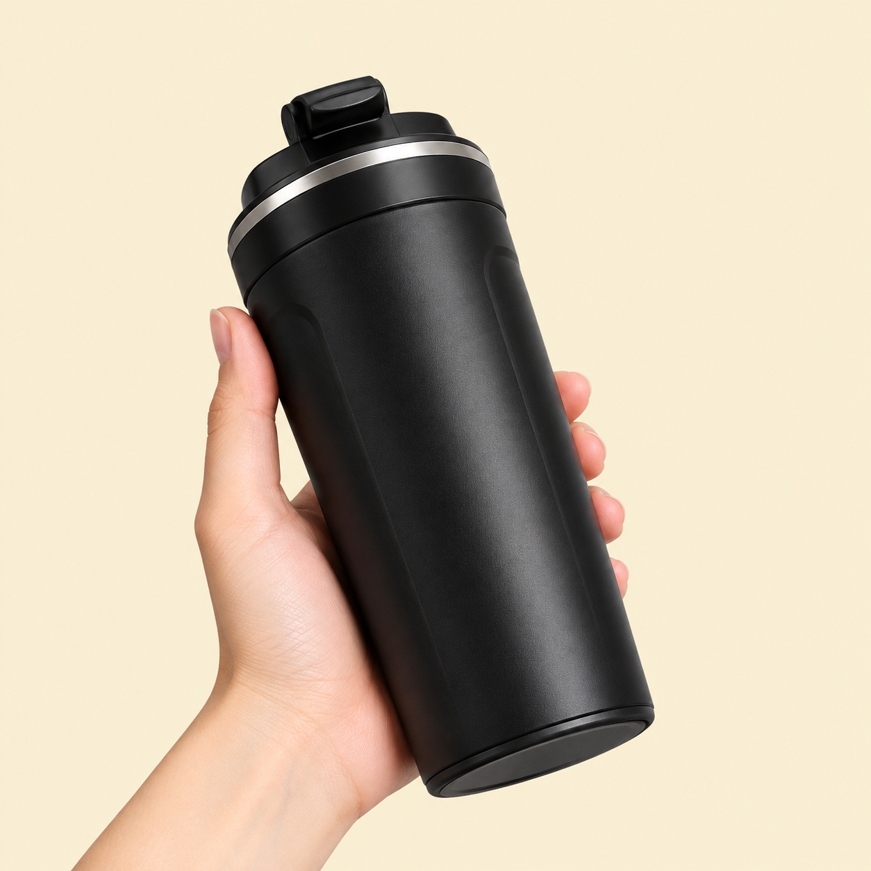 fe4bc8ac-1c06-4a60-910d-12aba1917305 Black 510ml Stainless Steel Vacuum Insulated Travel Mug with Temperature Display - Image 1