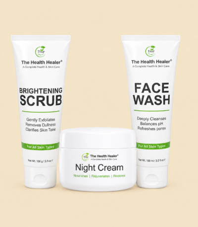 Brightening Glow Kit by The Health Healer face wash scrub and night cream set