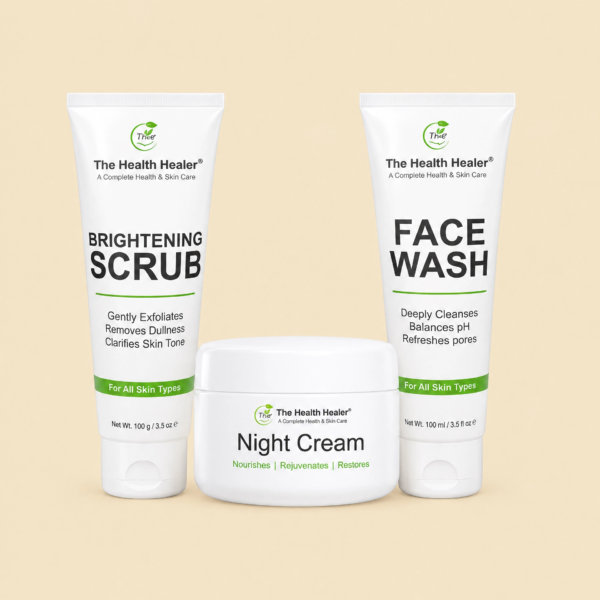 Brightening Glow Kit by The Health Healer face wash scrub and night cream set