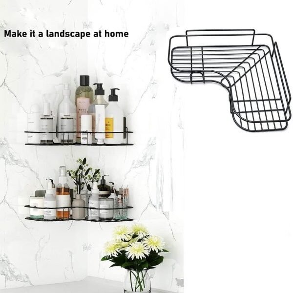 Wall Corner Rack | Multipurpose Kitchen & Bathroom Corner Organizer | Metal Wall Mount Storage Rack