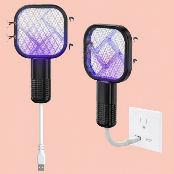 Portable Mini Mosquito Swatter   | USB Rechargeable Electric Bug Zapper with LED Night Light | Random color