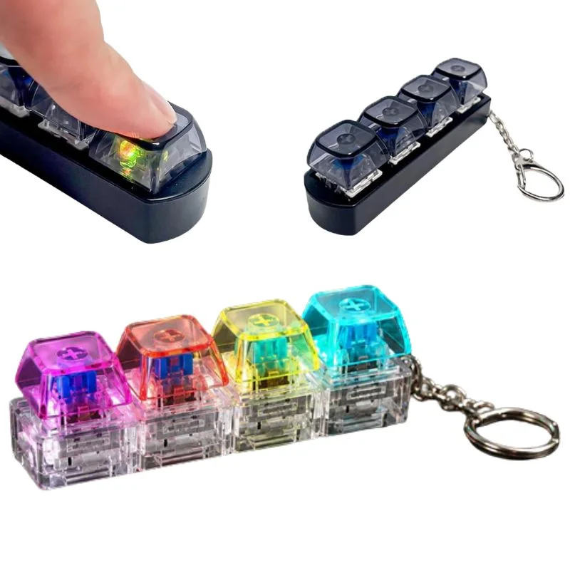 yourmartproduct-2026-07-21T124855.412_1784620331.webp 4-Key Mechanical Keyboard Clicker Keychain | Portable Mechanical Switch Fidget Toy | Stress Relief Finger Clicker | Tactile Keyboard Keychain with light | Random Color - Image 1