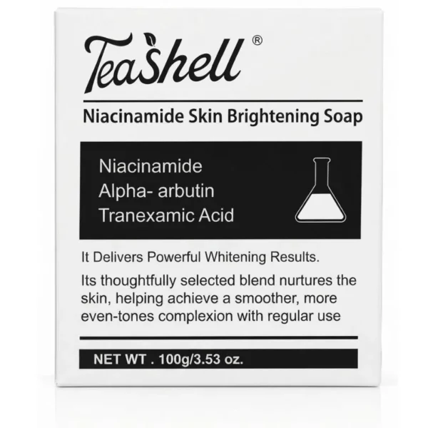 TeaShell Niacinamide Skin Brightening Soap | Face & Body Brightening Bar with Niacinamide, Alpha Arbutin & Tranexamic Acid | Deep Cleansing Formula | For Men & Women | 100g